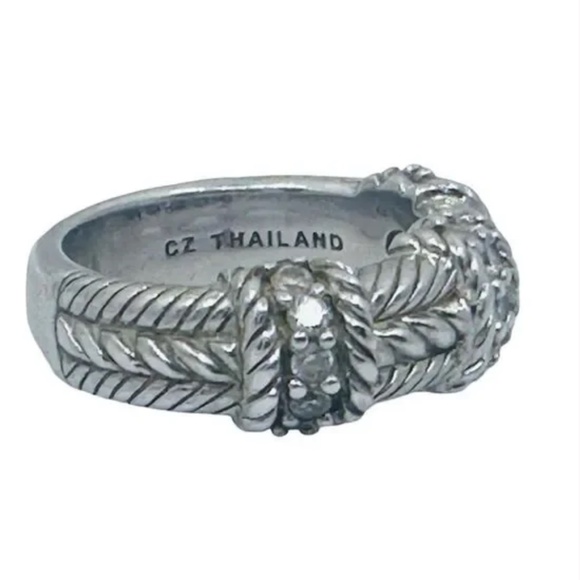 Judith Ripka sterling silver rope band 925 CZ ring size 6 - Picture 6 of 9